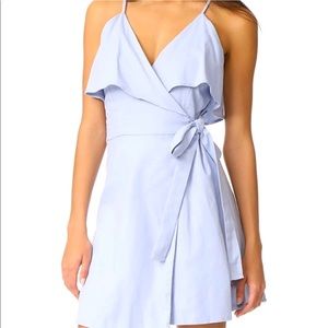 J.O.A. Light Blue Linen Blend Wrap Dress